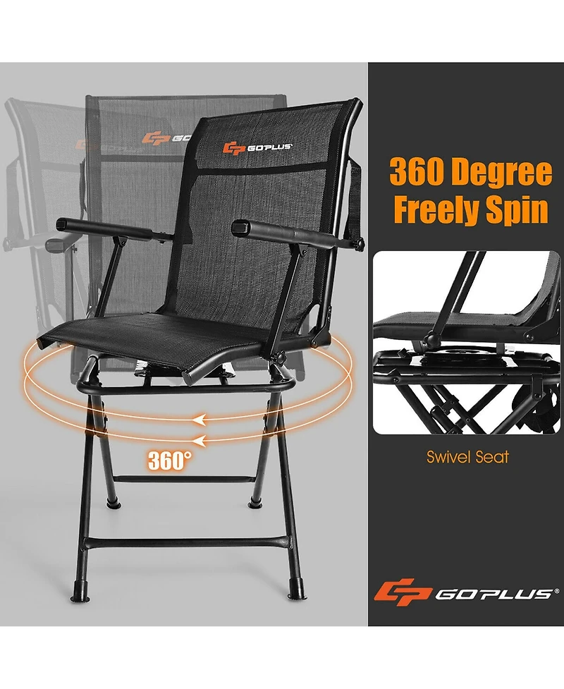 Costway Swivel Hunting Chair Foldable Mesh Chair w/ Armrests for Outdoor Activities