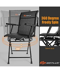 Costway Swivel Hunting Chair Foldable Mesh Chair w/ Armrests for Outdoor Activities