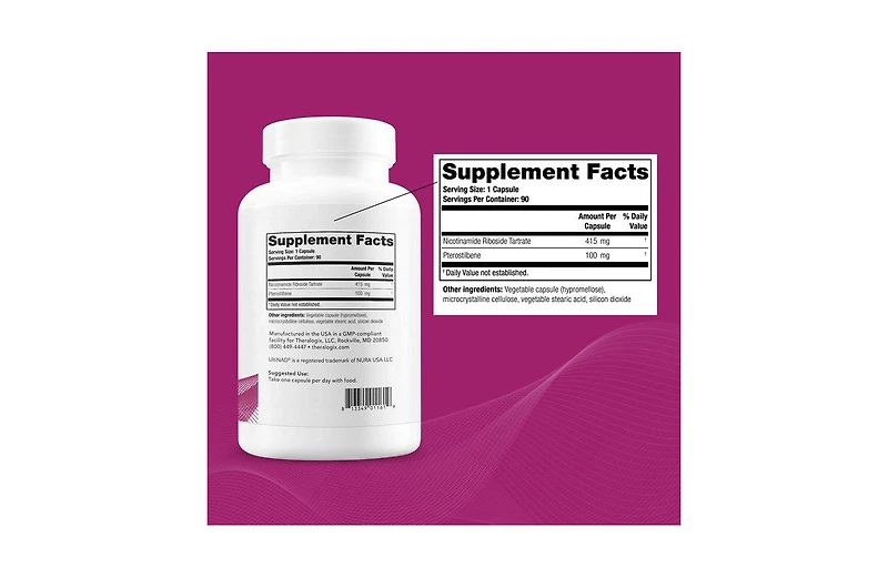 Theralogix, OvaNAD+ Egg Quality Support, Nicotinamide Riboside (Nr) & Pterostilbene Supplement, Supports Cellular Energy, Ovarian Function & Reproduct