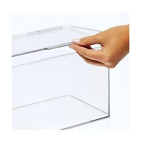 mDesign Plastic Bath Stacking Storage Organizer Box, Hinged Lid, 4 Pack, Clear, Usa Made