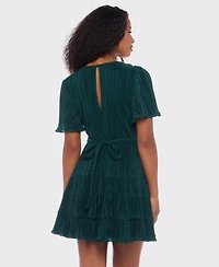 B Darlin Juniors' Bodre Ruffle-Sleeve Tiered Mini Dress
