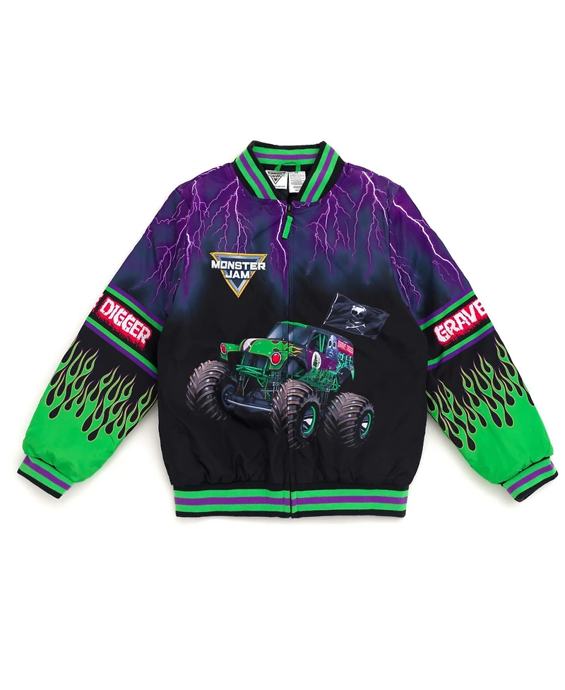 Monster Jam Toddler Boys Zip Up Varsity Bomber Jacket