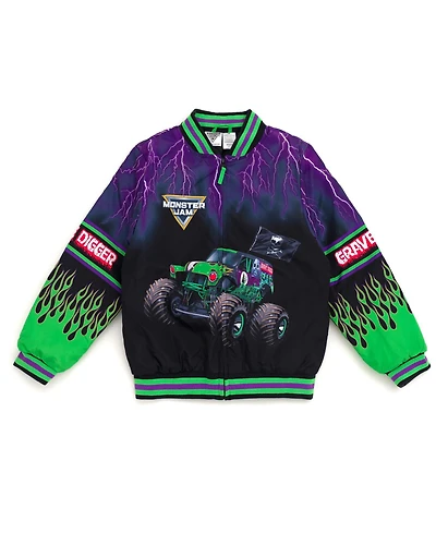 Monster Jam Toddler Boys Zip Up Varsity Bomber Jacket