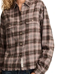 Lucky Brand Women's Plaid Cotton Flannel Button-Front Shirt