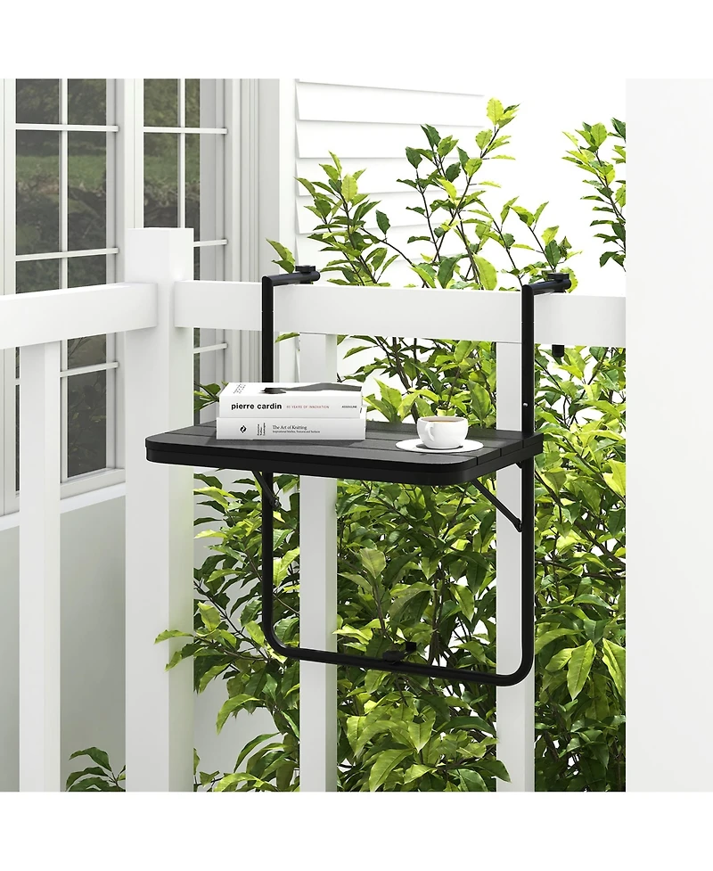 Costway Folding Hanging Table Outdoor Railing Table with 3-Level Adjustable Height