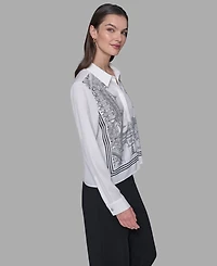Karl Lagerfeld Paris Petite Scene Woven Blouse