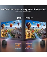Elephas 4K Projector with Wifi and Bluetooth, Outdoor Movie Projector with Netflix/Prime Video/YouTube Built-in, 100,000+ Apps Supported