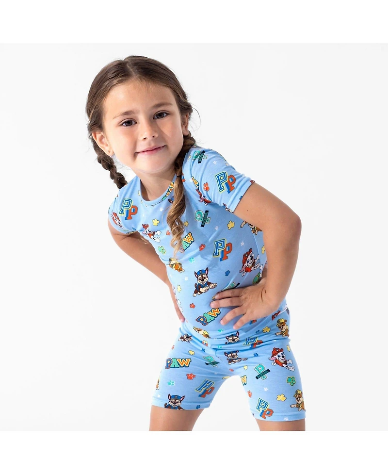 Bellabu Bear Unisex Paw Patrol: Varsity Blue Kids 2-Piece Short Sleeve & Shorts Pajama Set