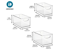 iDesign Plastic Storage Bins with Handles - Set of 3 - Clear