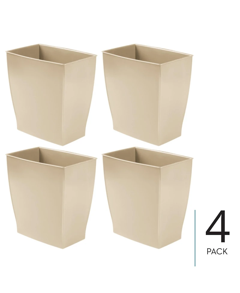 iDesign Small Rectangular Bathroom Trash Cans, Set of 4, Brown, Made in Usa