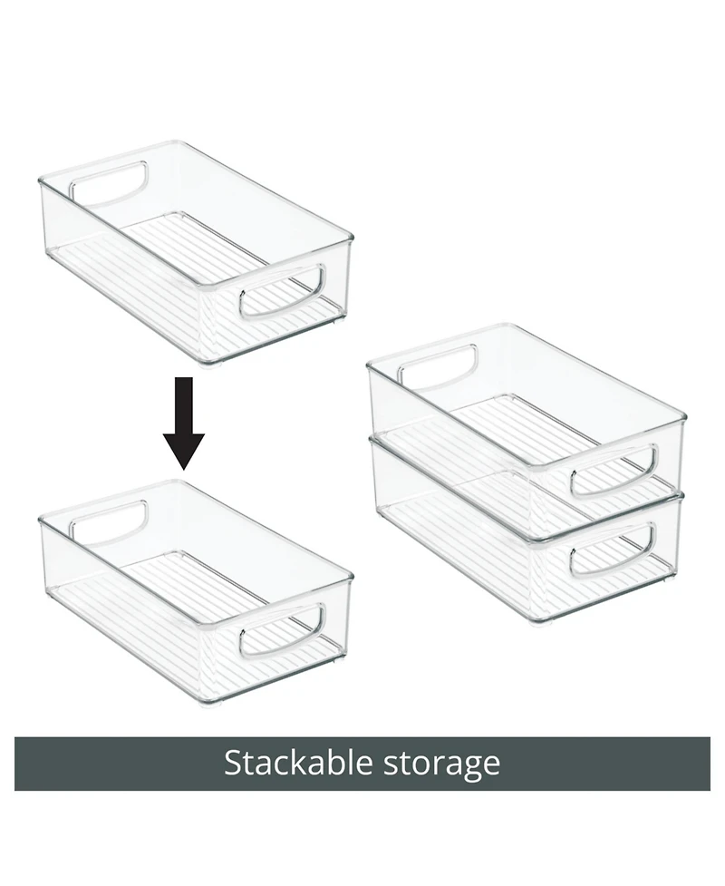 iDesign Plastic Stackable Pantry Bins with Handles, 3 Pack, Clear, Made in Usa