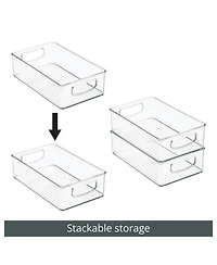 iDesign Plastic Stackable Pantry Bins with Handles, 3 Pack, Clear, Made in Usa
