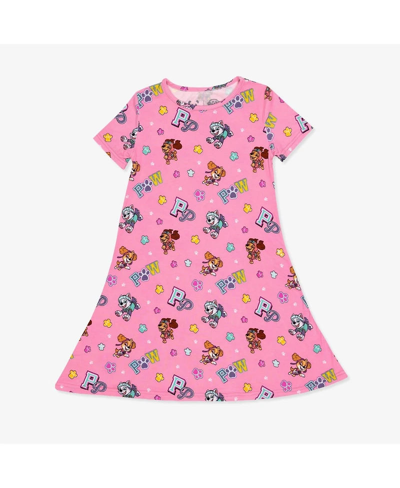 Bellabu Bear Toddler Girls Paw Patrol: Varsity Pink Short Sleeve Dress