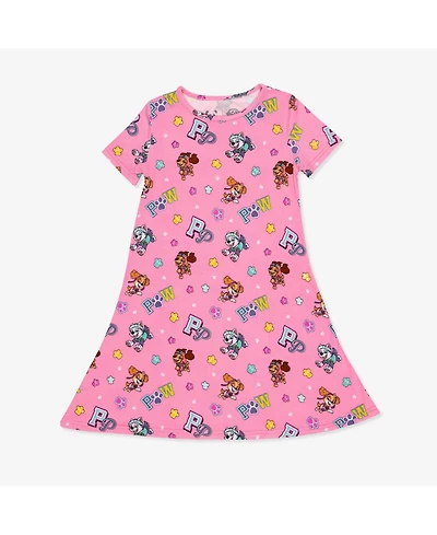 Bellabu Bear Toddler Girls Paw Patrol: Varsity Pink Short Sleeve Dress