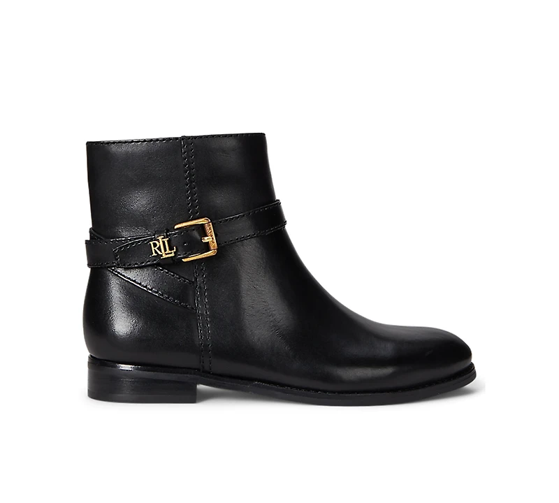 Lauren Ralph Women's Brooke Ii Stacked Leather Heel Booties