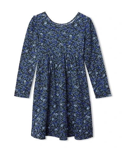 Lands' End Girls Long Sleeve Gathered Waist Jersey Dress
