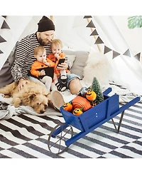 Gymax Wooden Wagon Planter Decorative Indoor/Outdoor Rustic Flower Cart w/Wheel