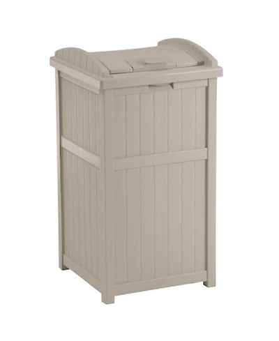 Suncast 30-33 Gallon Deck Patio Resin Garbage Trash Can Hideaway, Taupe (2 Pack)