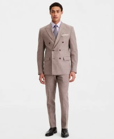 Calvin Klein Mens Slim Fit Double Breasted Linen Blend Suit Separates