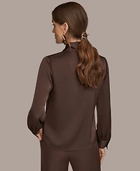 Donna Karan New York Women's Petite V-Neck with Bar in Scarf Top, Regular & Petites