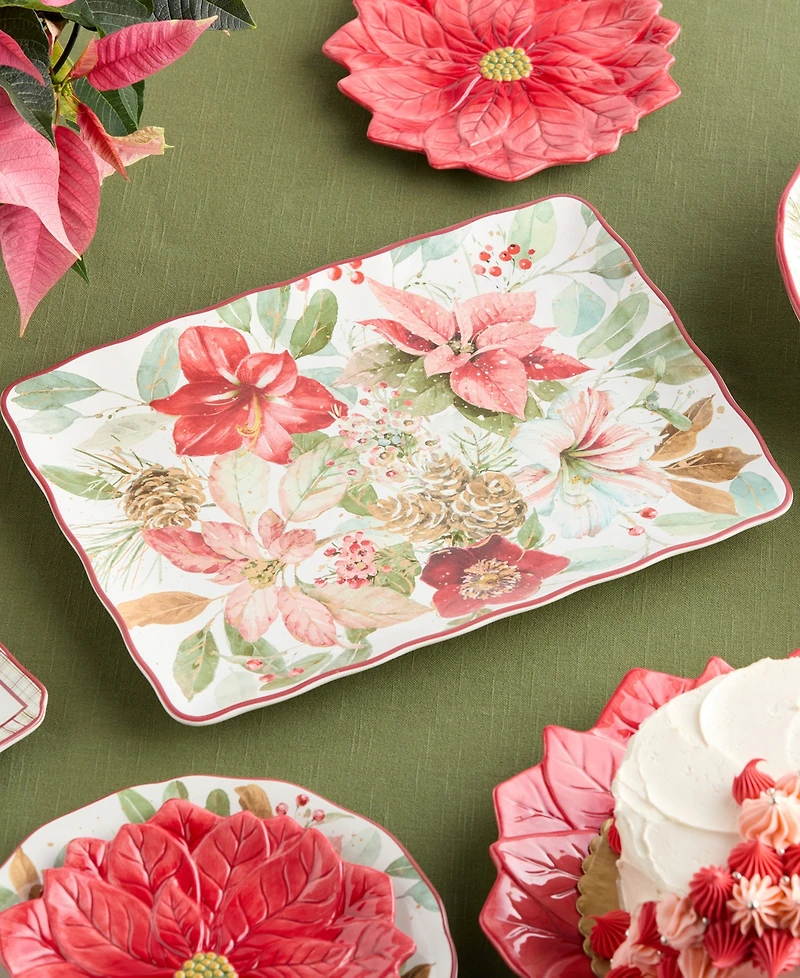 Certified International Winter Blooms Rectangular Platter