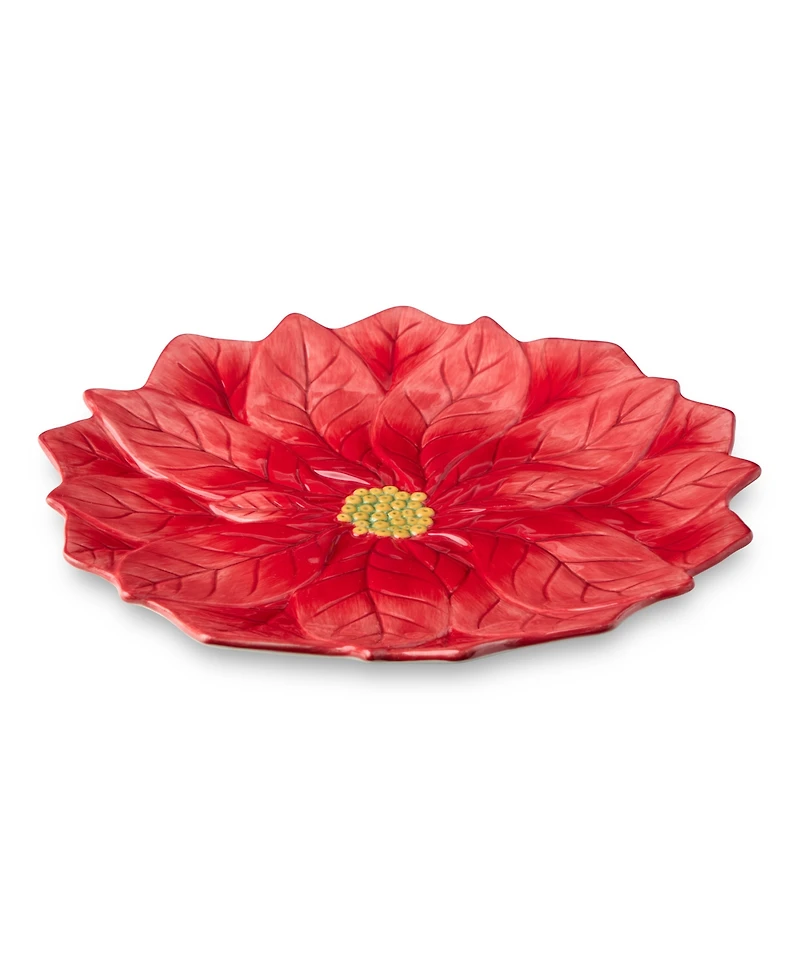 Certified International Winter Blooms 3-d Poinsettia Platter
