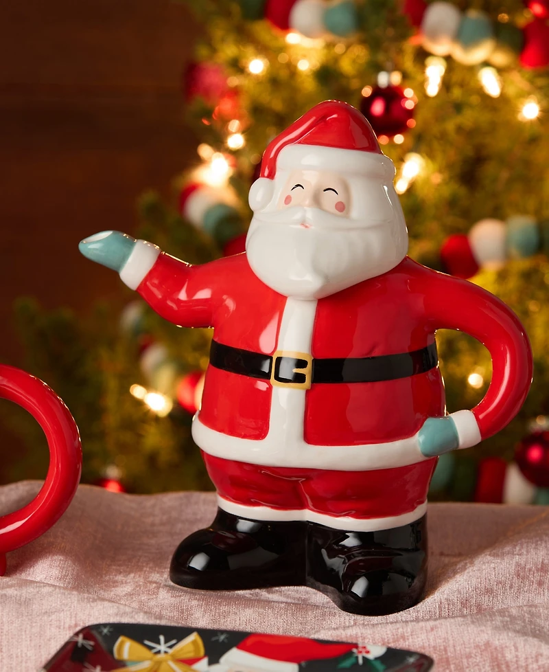 Certified International Christmas Whimsy Santa 3-d Teapot