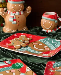 Certified International Christmas Whimsy Gingerbread Rectangular Platter