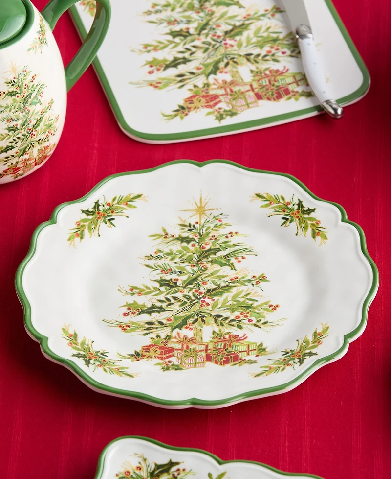 Certified International Holly Tree Melamine Dinner Plates, Set of 4