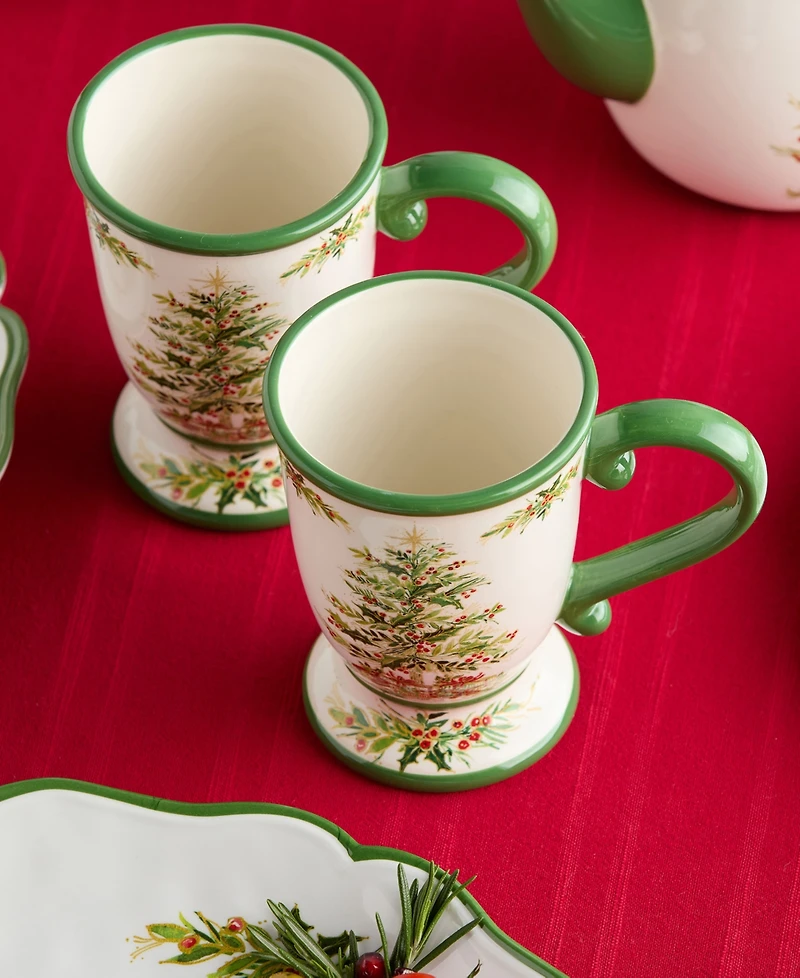 Certified International Holly Tree Mugs, Set of 4