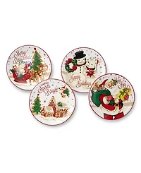 Certified International Santa's Retro Christmas Dessert Plates, Set of 4