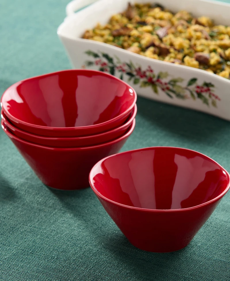 Certified International Berry Red Christmas Ice Cream Bowls, Set of 4