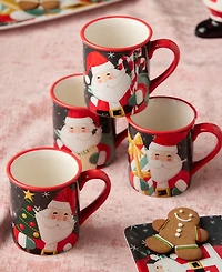 Certified International Christmas Whimsy Santa Mugs, Set of 4