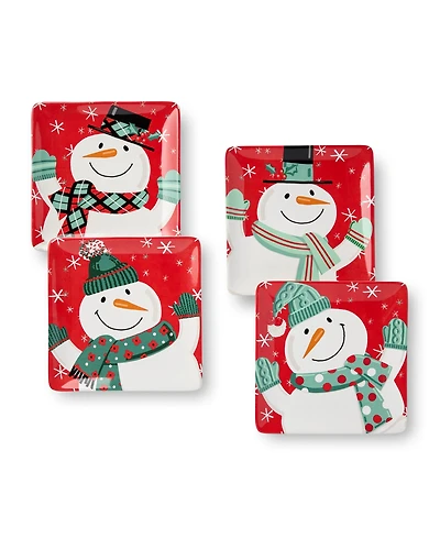 Certified International Christmas Whimsy Snowman Dessert Plates, Set of 4