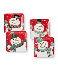 Certified International Christmas Whimsy Snowman Dessert Plates, Set of 4