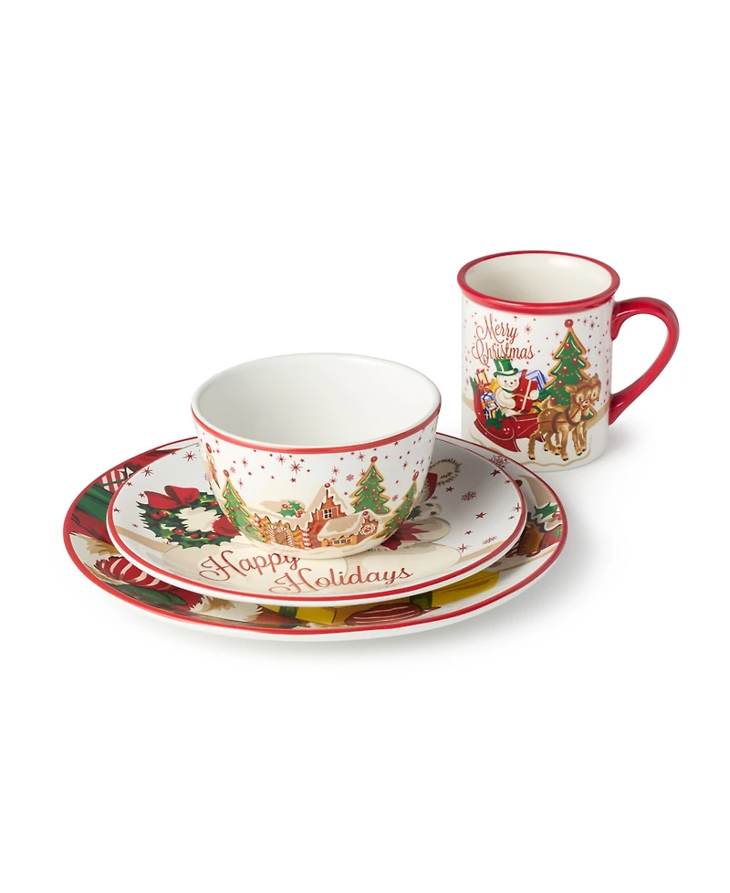 Certified International Santa's Retro Christmas 16-Pc. Dinnerware Set, Service for 4