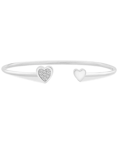 Diamond Heart Cluster Cuff Bangle Bracelet (1/10 ct. t.w.) 10k Gold or White gold, Created for Macy's