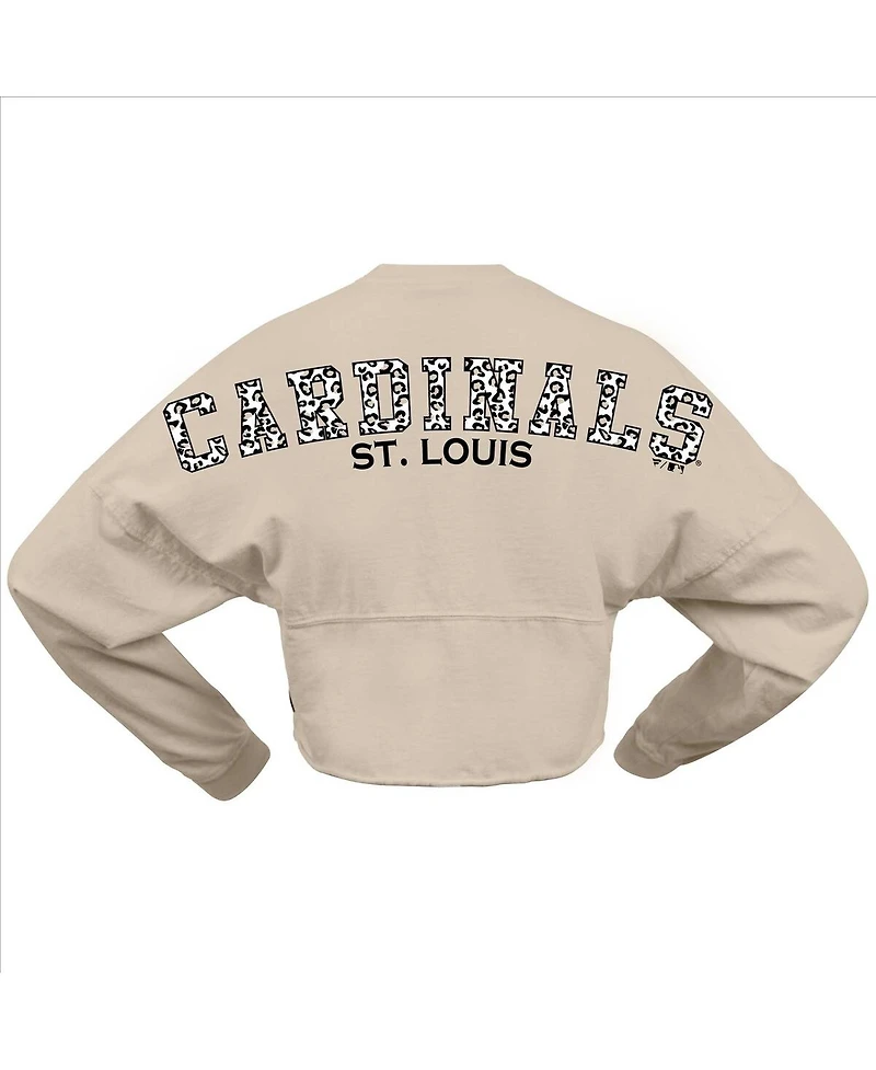 Fanatics Women's Cream St. Louis Cardinals Long Sleeve Cropped Jersey T-Shirt