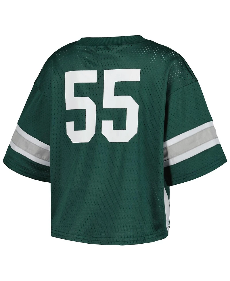 Established & Co. Women's 55 Green Michigan State Spartans Fashion Boxy Cropped Football Jersey