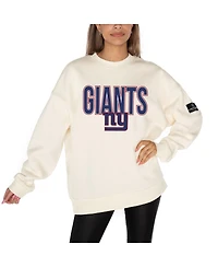 Gameday Couture Women's Cream New York Giants Premium Fleece Oversized Drop Shoulder Pullover Sweatshirt