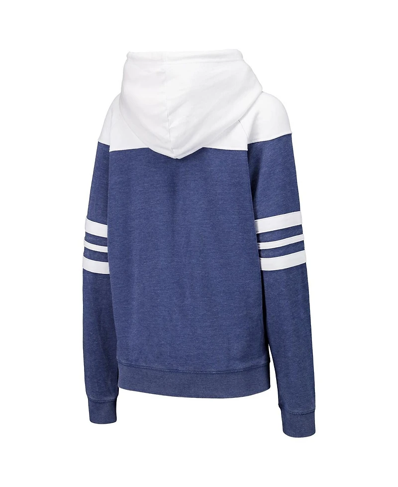 Camp David Women's Navy Kansas Jayhawks Blitz Striped Blocked Raglan Pullover Hoodie