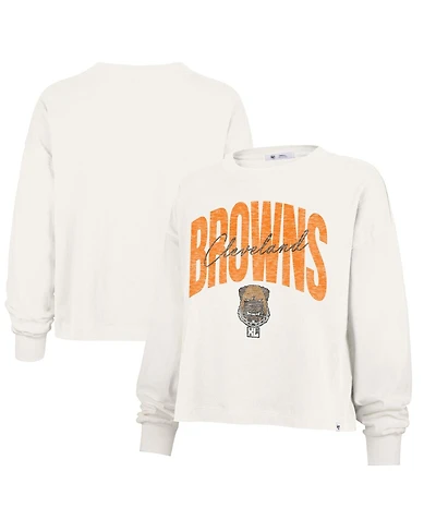 '47 Brand Women's Cream Cleveland Browns Dawg Pound Xl Muse Sydney Long Sleeve T-Shirt