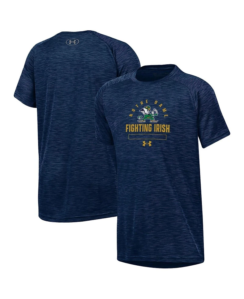 Under Armour Big Boys and Girls Heather Navy Notre Dame Fighting Irish Ultra Soft Rye Tech Performance T-Shirt
