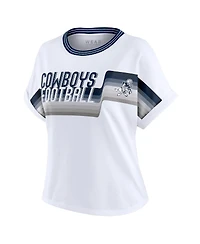 Wear by Erin Andrews Women's White Dallas Cowboys Cropped Center Stripe Dolman T-Shirt