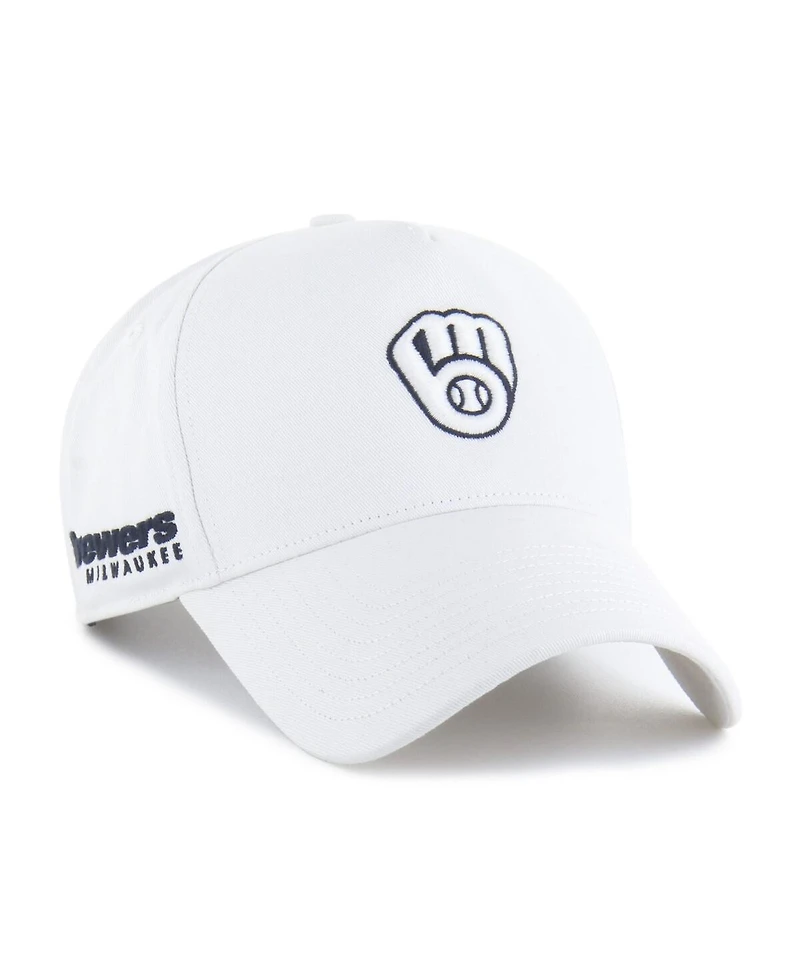 '47 Brand Men's White Milwaukee Brewers Foundational Pinch Offside Adjustable Hat