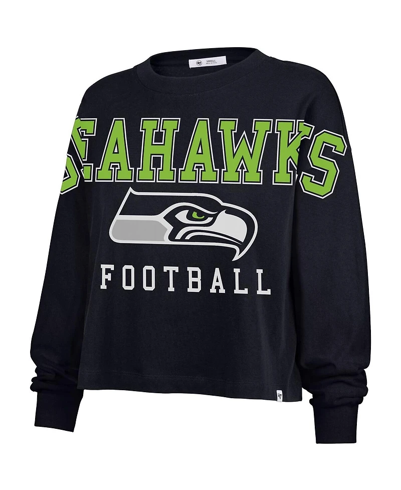 '47 Brand Women's Navy Seattle Seahawks Outreach City Oversized Long Sleeve T-Shirt