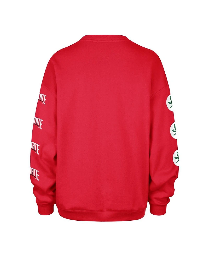 '47 Brand Women's Scarlet Ohio State Buckeyes Go Big Oversized Pullover Sweatshirt