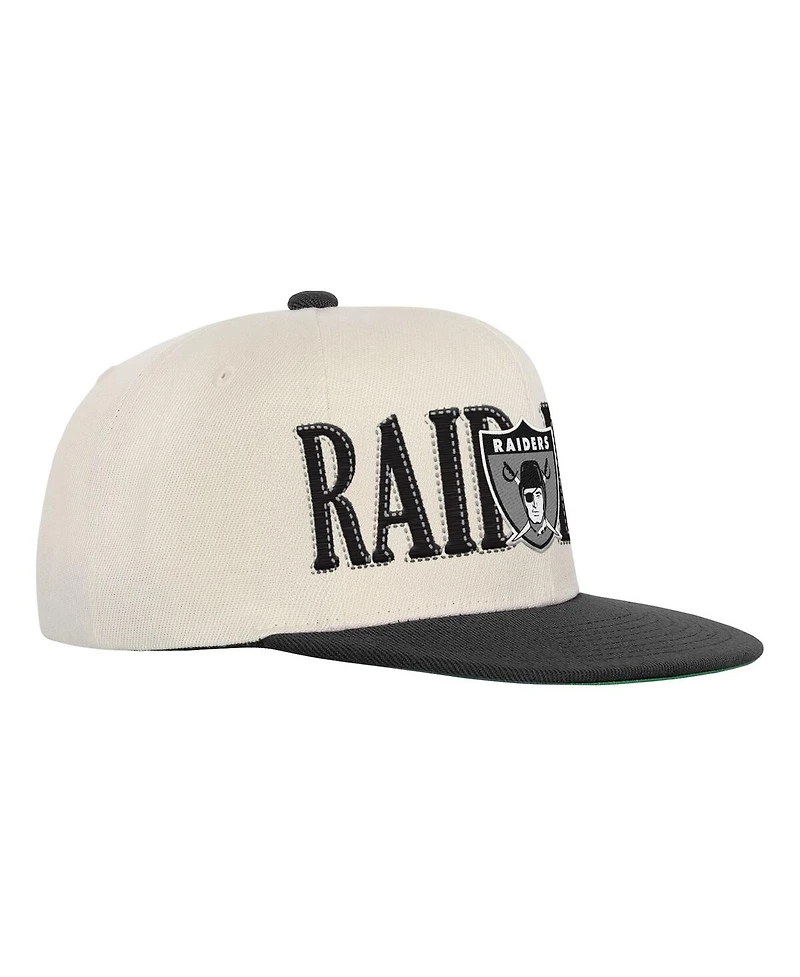 Mitchell & Ness Big Boys and Girls Cream/Black Las Vegas Raiders Across the Board Vintage Snapback Hat
