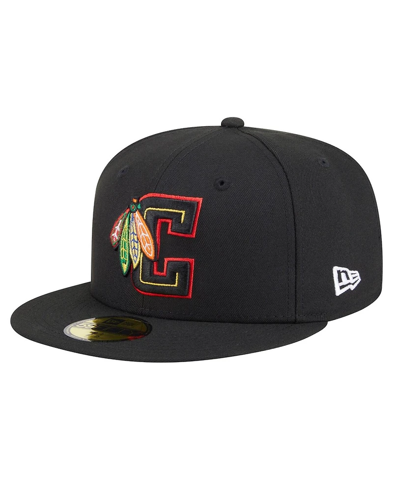 New Era Men's Black Chicago Blackhawks Deceptor 59FIFTY Fitted Hat