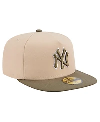 New Era Men's Light Beige/Olive York Yankees Two-Tone Color Pack A-Frame 59FIFTY Fitted Hat